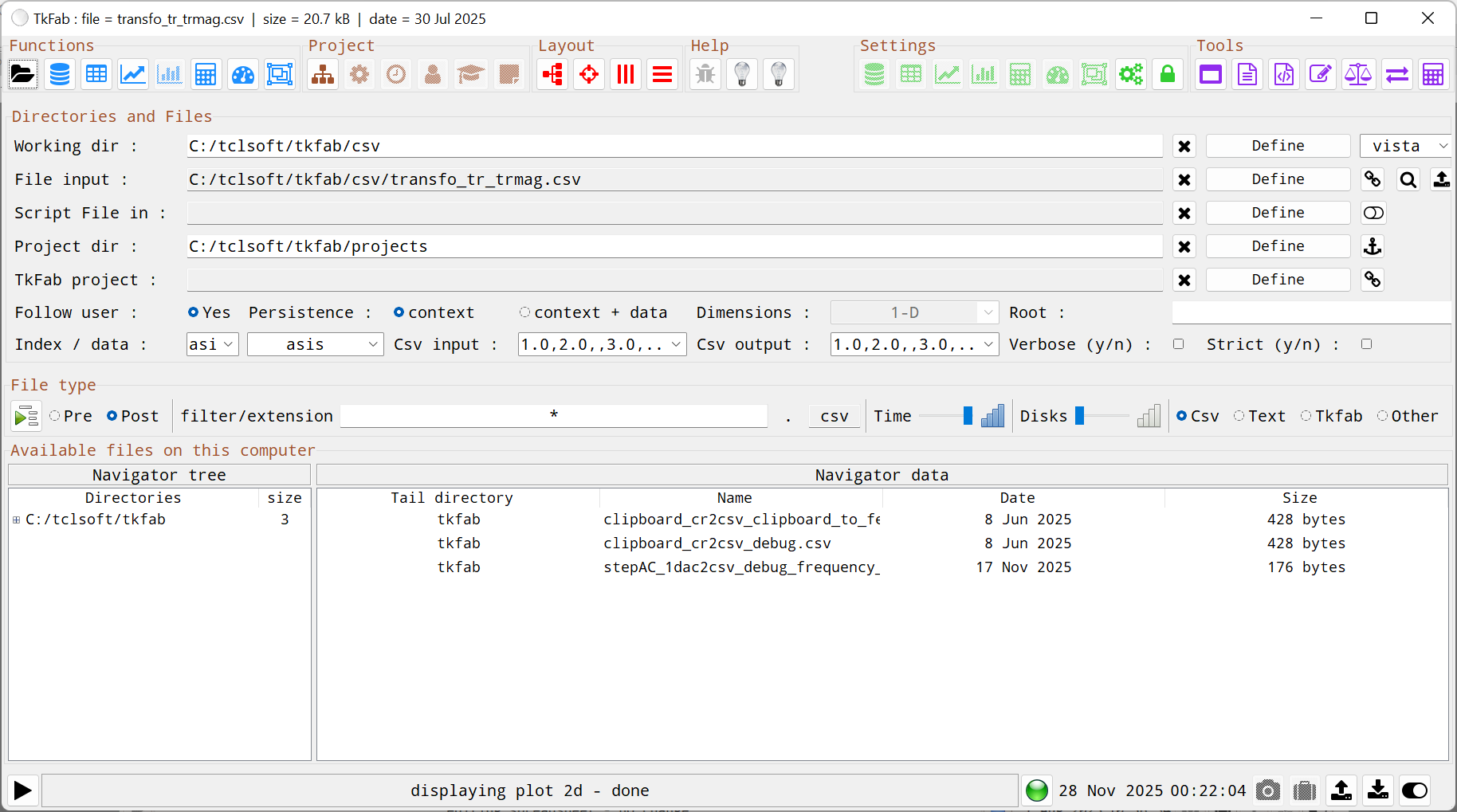 files and directories panel