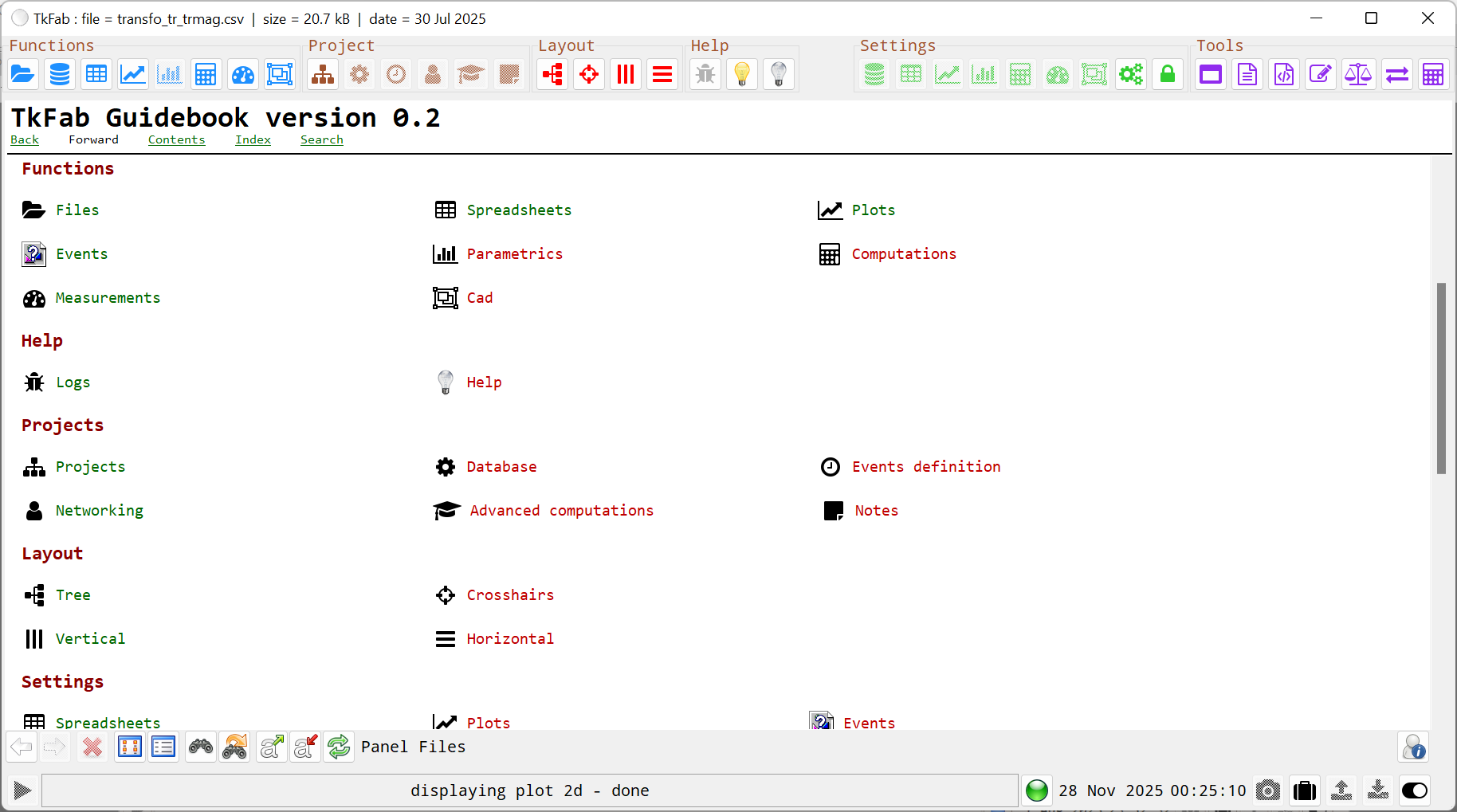 displaying help pannel